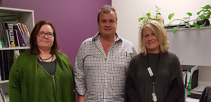 Crossways general manager Robyn Roberts, Protective Group representative Stephen Wilson, and Safer in the Home program manager Mariese Davey.